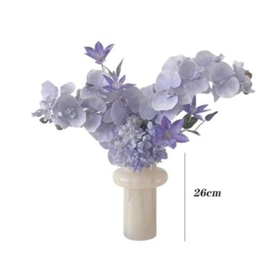 Product: Fake Flowers with Vase European Style Simulation Flowers Mauve Iris Bouquet Living Room Entrance Decorative Flowers Fake Flowers Ornaments Plant Decor (A)