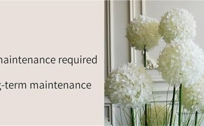 Product: Artificial Hydrangea in Beige Flower Pot, Realistic Silk Potted Plant for Home, Office & Hotel Décor (White)(Purple)