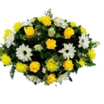 Product: Jucgghk Vivid and Realistic Floral Art Artificial Yellow and White Cemetery Saddle, Beautiful Headstone Saddle, Saddle, Sympathy Flowers for Grave Tombstone Decorations(Yellow)