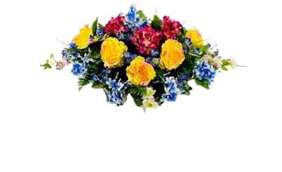 Product: Jucgghk Vivid and Realistic Floral Art 33" Artificial Cemetery Flowers Saddle,Cemetery Grave Decoration Headstone Flower for Headstone