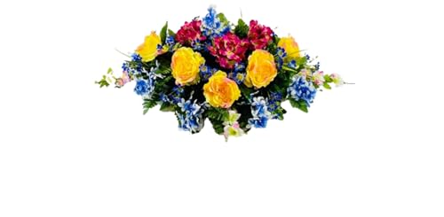 Product: Jucgghk Vivid and Realistic Floral Art 33" Artificial Cemetery Flowers Saddle,Cemetery Grave Decoration Headstone Flower for Headstone