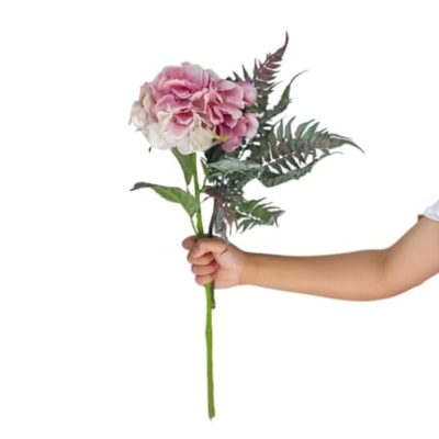 Product: Artificial Hydrangea and Fern Flowers with Ceramic Vase – 60cm Silk Fake Flower Bouquet for Home Office Décor