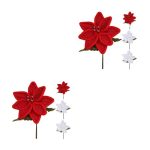 Product: LOGOFUN 8PCS Velvet Double Layer Artificial Christmas Flowers for Xmas Tree Decorations Holiday Indoor Outdoor Ornaments - White & Red