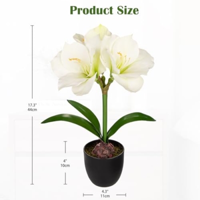 Product: Briful 2 Pack White Amaryllis Artificial Flower Bundle for Home Office Room Table Vase Arrangement Centerpiece