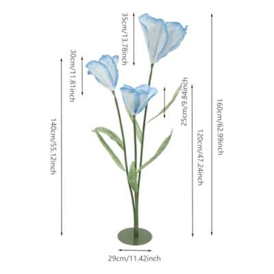 Product: 5ft Tall Artificial Tulips with Stand - 3 Heads Gradient Blue Fake Tulip Flowers for Wedding Reception - Floor Decor Artificial Wedding Flowers for Home Decor, Party Backdrop, Photo Booth Props
