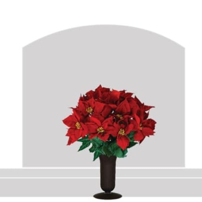 Product: Sympathy Silks Artificial Cemetery Flowers – Christmas Poinsettias, Outdoor Winter Grave Decorations - Red Poinsettia Bouquet