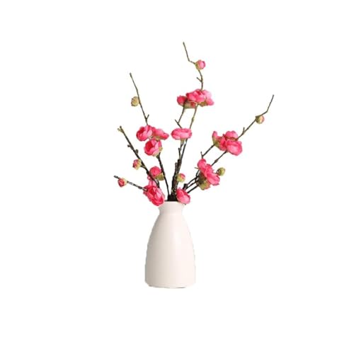 Product: SHUawan Artificial Plum Blossom Flowers with Ceramic Vase – Lifelike Silk Bouquet Faux Plants for Home Table Party Décor