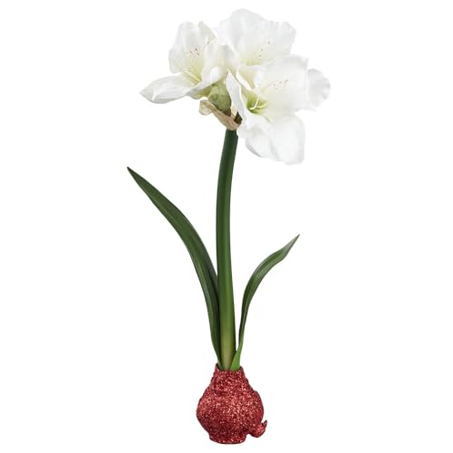 SilksAreForever 22" Standing Artificial Amaryllis Flower Stem with Glittered Bulb -White (Pack of 4) - Artificial Flower Arrangements Product: SilksAreForever 22" Standing Artificial Amaryllis Flower Stem with Glittered Bulb -White (Pack of 4)