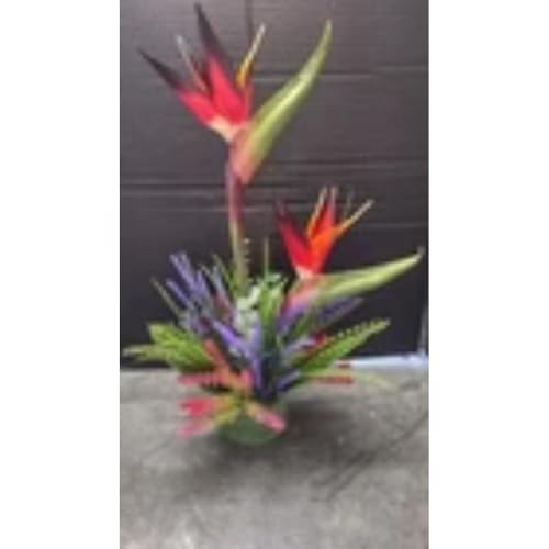 Product: Medium Bird of Paradise Tropical Table Centerpiece Red Bird Artificial Flowers