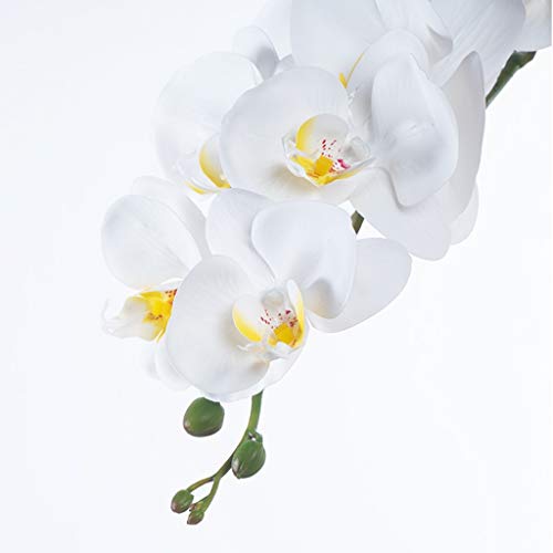 Product: JZZJSBX Artificial Orchid Flowers with Vase Set, 5 Heads White Phalaenopsis Artificial Faked Flowers Plant Orchid for Home Decor, 26.8" H Table Centerpiece Office Wedding Party Decoration