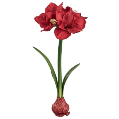 Product: SilksAreForever 22" Standing Artificial Amaryllis Flower Stem with Glittered Bulb -Red (Pack of 4)