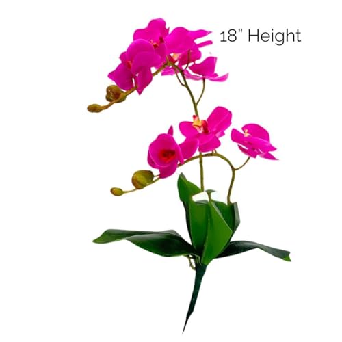 Silky Flower Store Magenta Orchid Artificial Flowers, Real Touch Faux Orchid Stems, Wedding DIY Party Home Decor, 18in 1 1 Product: 3PCS 18" Magenta Orchid Artificial Flowers,Real Touch Orchid Flowers for Wedding Table DIY Floral Arrangement Party Home Decor(NO VASE)