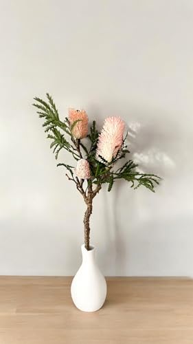 Product: 35" Tall Banksia Flower Branch,Artificial Pink Flower for Centerpieces | DIY Floral | Wedding/Home Decoration | Gifts(NO VASE) Used for Dining Table Center, Wedding Parties, and(Red)