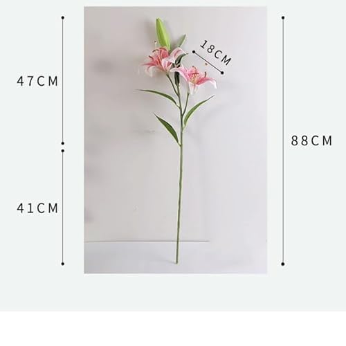 Silky Flower Store Artificial Tactile Lily Arrangement, 3 Head Simulated Flowers, Wedding Home Decor, Potted Faux Floral Display, 32.5cm 1 1 Product: DUYHBAWRS Simulated Flowers with 3 Heads of Tactile Lilies, Wedding Home Decoration, Simulated Potted Flowers(D)
