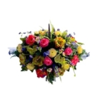 Product: Jucgghk Vivid and Realistic Floral Art Headstone Flower Saddle,Artificial Memorial Day Cemetery Flowers for Outdoor Gravestone Decorations (Yellow,Pink)