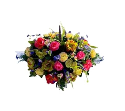 Product: Jucgghk Vivid and Realistic Floral Art Headstone Flower Saddle,Artificial Memorial Day Cemetery Flowers for Outdoor Gravestone Decorations (Yellow,Pink)