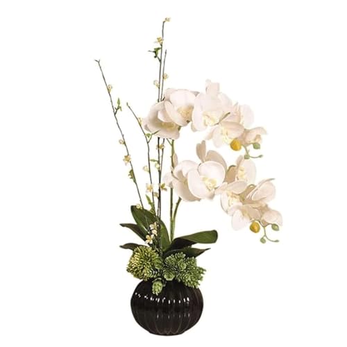 Product: SHUawan Artificial Phalaenopsis Orchid in Ceramic Vase – 48cm Silk Cloth Fake Flower Potted Orchid for Home & Wedding Decor