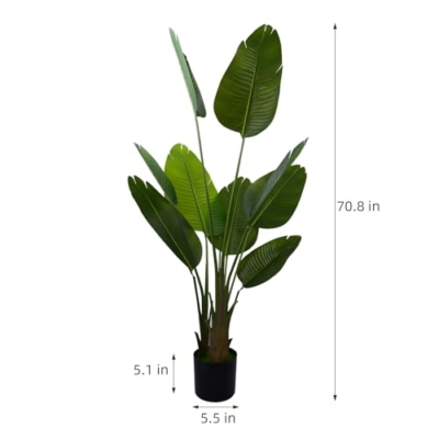 Product: Artificial Bird of Paradise Plant Fake Travelers Palm Tree Faux Banana Leaf Tree Fake Plants Indoor Outdoor for Home Office Decor (5FT)