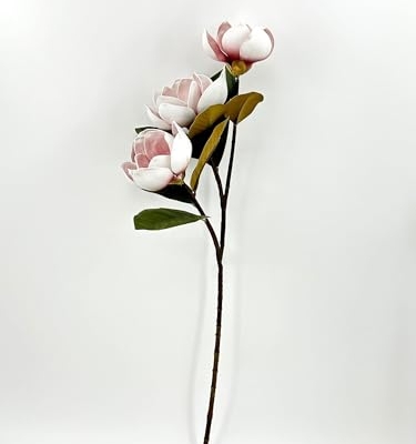 Silky Flower Store Artificial Magnolia Stem, Mauve 3 Head Flower, Wedding Home Decor, 30in 9 9 Product: 3PCS Mauve 3 Heads Magnolia Stem,30" Realistic Artificial Flower for Wedding Table DIY Floral Arrangement Party Home Decor(NO VASE) for Wedding/Home Decoration