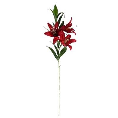 Silky Flower Store Artificial Scarlet Lily Flower Stem, Leaf Design Faux Floral, 100cm 5 5 Product: Leaf Design Artificial Flowers
