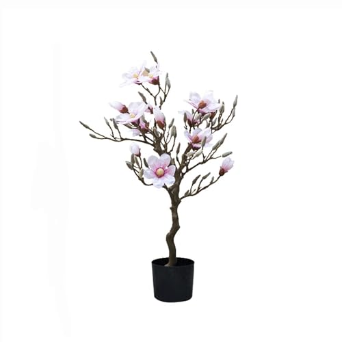 Product: Artificial Bonsai Pink Magnolia Tree, 33-Inch Faux Plant for Indoor and Outdoor Decoration, Rubber PEVA Material, Low-Maintenance Home Office Décor