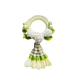 Product: Handmade Thai Garland – Artificial Jasmine Lei with Clay Orchid & Crown Flowers, 10” Long Floral Decoration for Home Altar & Spiritual Gift