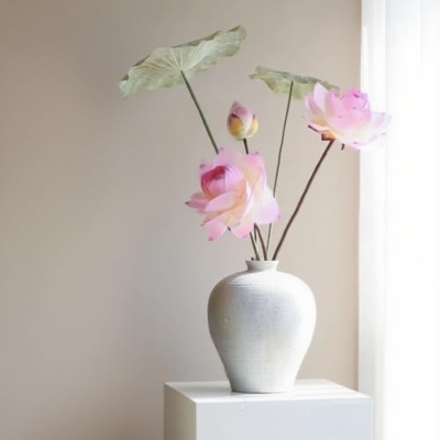 Product: WanderPanda 9 Stems Fake Flowers Artificial Flowers Faux Flowers Simulated Plant Artificial Lotus Suitable for Indoor Outdoor Party Wedding Decoration Lifelike Faux Bouquets Vase Not Included Pink