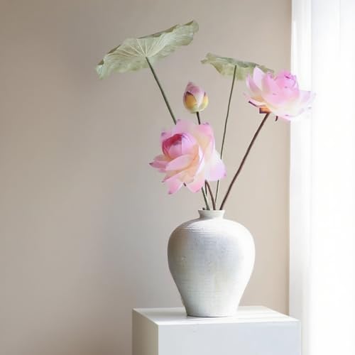 Product: WanderPanda 9 Stems Fake Flowers Artificial Flowers Faux Flowers Simulated Plant Artificial Lotus Suitable for Indoor Outdoor Party Wedding Decoration Lifelike Faux Bouquets Vase Not Included Pink