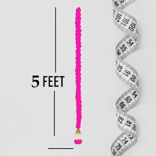 Product: DC IMPEX Handcrafted Artificial Marigold Garland Toran for Home & Festival Decor – Set of 10 with Bells, and Multi-Color Design (155 cm,5 FEET) (Pink)
