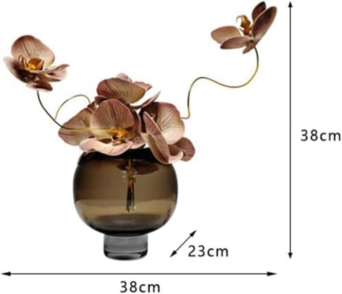 Product: Light Luxury Artificial Butterfly Orchid Arrangement with Fake Curry Glass Vase – Plastic Faux Flower Decor for Living Room, Dining Table & Coffee Table