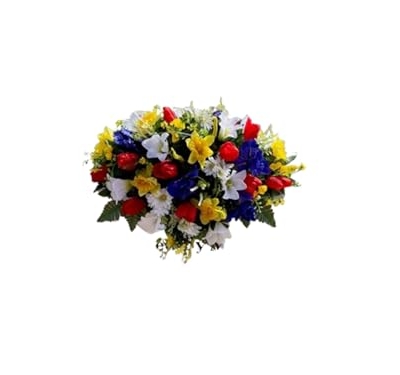 Product: Jucgghk Vivid and Realistic Floral Art 36" Colorful Cemetery Saddle, Realistic Outdoor Grave Decorations Flowers for Headstone