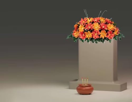 Product: Jucgghk Vivid and Realistic Floral Art Orange Sunrise Dahlia Mix Fall Cemetery Saddle,Artificial Fall Cemetery Flowers for Headstone