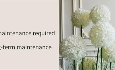 Silky Flower Store Artificial Hydrangea in Beige Pot, Lifelike Silk Potted Plant, Faux Bedroom Dining Décor 20.5cm 10 10 Product: Light Luxury Artificial Hydrangea in Beige Pot, Large Lifelike Silk Potted Plant for Bedroom & Dining Décor