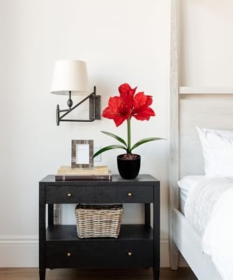 Product: Briful 2 Pack Red Amaryllis Artificial Flower Bundle for Home Office Room Table Vase Arrangement Centerpiece