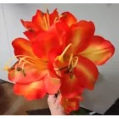 Product: Amaryllis with Bulb Silk Floral Arrangements Orange Artificial Flowers