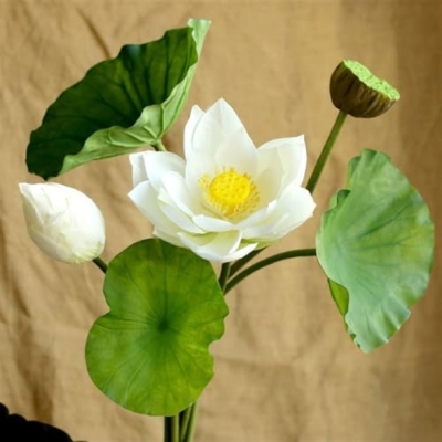 Product: LIAN16PENG Floral Installations Artificial Lotus Lotus Leaves Bouquet Ornament Silk Flowers Fake Flowers Table Decorations Living Room Decoration Simulation Flowers Party Decoration(White)