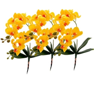 Product: 3PCS 18" Yellow Orchid Artificial Flowers,Spring Orchid Flowers for Wedding Table DIY Floral Arrangement Party Home Decor(NO VASE)