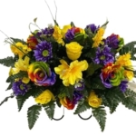 Product: Jucgghk Vivid and Realistic Floral Art Rainbow Roses Spring Cemetery Flowers,Headstone Flower,Grave Site Flower-,Flower for Cemetery