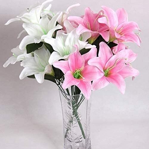 Product: SHUawan Artificial Lily Flowers Bouquet – Silk DIY Single Bundle Fake Flowers for Home, Wedding, Party, and Centerpiece Decor(Gray)