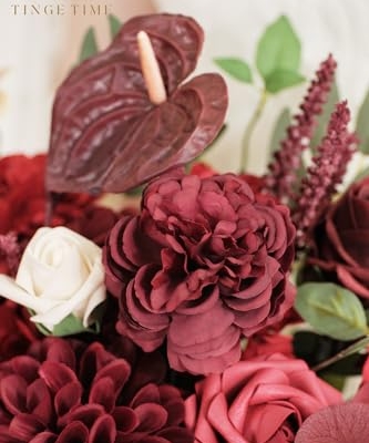 Silky Flower Store Burgundy Artificial Wedding Bouquet, Bride Bridal Bouquet, Faux Flowers, Romantic Vintage Ceremony Decor, 11 Inch 12 12 Product: TINGE TIME 11 Inch Wedding Bouquets for Bride, Burgundy Artificial Flowers Bouquet, Brides & Bridesmaids Bouquet Tossing Bouquet for Wedding Anniversary Ceremony Bridal Shower Decorations