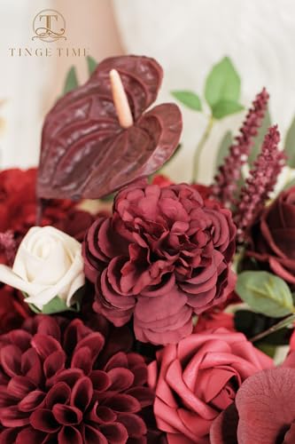 Silky Flower Store Burgundy Artificial Wedding Bouquet, Bride Bridal Bouquet, Faux Flowers, Romantic Vintage Ceremony Decor, 11 Inch 3 3 Product: TINGE TIME 11 Inch Wedding Bouquets for Bride, Burgundy Artificial Flowers Bouquet, Brides & Bridesmaids Bouquet Tossing Bouquet for Wedding Anniversary Ceremony Bridal Shower Decorations