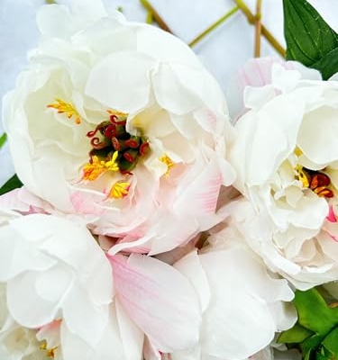 Product: 9 Stem White and Pink Peony Bouquet, Artificial Wedding Flower for Home Garden Party Floral Decor(Pink,NO VASE) for Wedding/Home Decoration