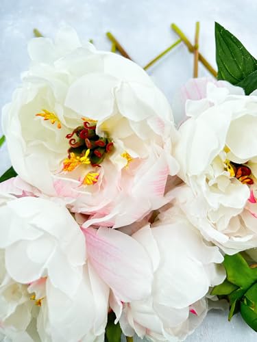 Product: 9 Stem White and Pink Peony Bouquet, Artificial Wedding Flower for Home Garden Party Floral Decor(Pink,NO VASE) for Wedding/Home Decoration