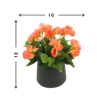 Product: Creative Displays Begonia Floral Arrangement in Fiberstone Pot, 12" H, Made in USA for Home/Office