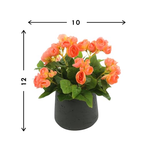 Product: Creative Displays Begonia Floral Arrangement in Fiberstone Pot, 12" H, Made in USA for Home/Office