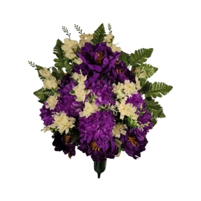 Product: Purple Peonies Jumbo Cemetery Cone, Purple Mums Grave Flowers for Commemorating Cemetery Garland for Table Centerpiece Holiday Party Weddi
