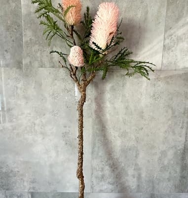 Product: 35" Tall Banksia Flower Branch,Artificial Pink Flower for Centerpieces | DIY Floral | Wedding/Home Decoration | Gifts(NO VASE) for Wedding/Home Decoration(Light red)