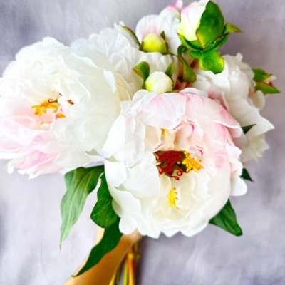 Product: 9 Stem White and Pink Peony Bouquet, Artificial Wedding Flower for Home Garden Party Floral Decor(Pink,NO VASE) for Wedding/Home Decoration