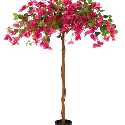 Product: 1 Pack 47" Artificial Bougainvillea Tree, Realistic Fake Plants with Planter, Decorative Topiary Plant for Outdoor, Indoor, Porch, Garden, Patio Decor (Red-Small)