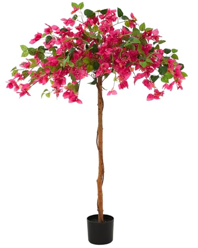 Product: 1 Pack 47" Artificial Bougainvillea Tree, Realistic Fake Plants with Planter, Decorative Topiary Plant for Outdoor, Indoor, Porch, Garden, Patio Decor (Red-Small)